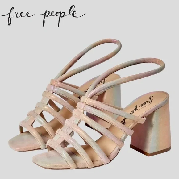 FREE PEOPLE Colette Cinched Ankle Block-Heel Strappy LEATHER Sandal/9.5M NWT - Picture 11 of 16